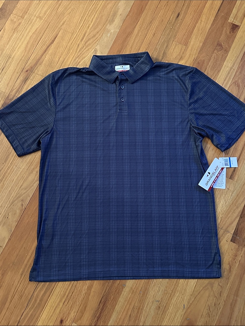 Grand Slam Men's Navy Plaid Performance Polo XL New